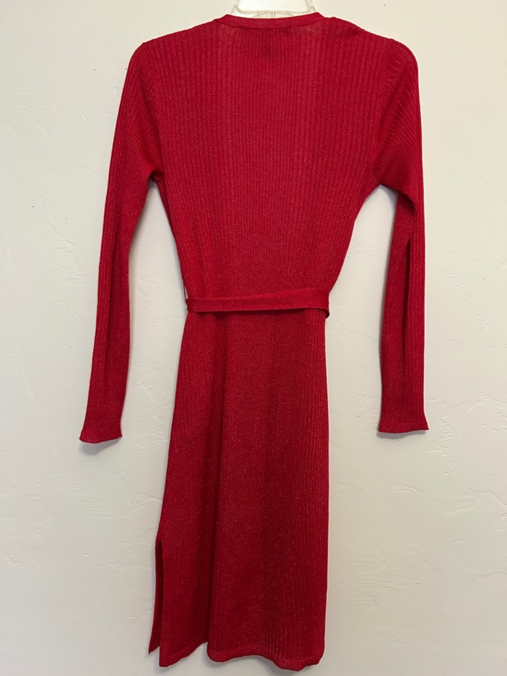 WHBM Vibrant Red Ribbed Belted Duster XS - Picture 7 of 10